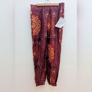 Ba&sh Women's Burgundy Bohemian Silk Pants